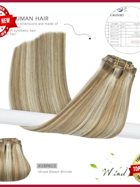 Clip-In Human Hair Extensions 22 Inch 75g 7 Pieces Remy Hair main image 5